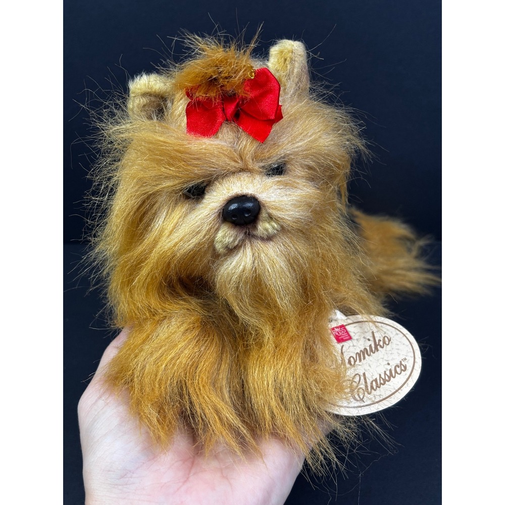 Russ Berrie Yomiko Classics Yorkshire Terrier Plush Dog Tan Black Red Bow w/Tags